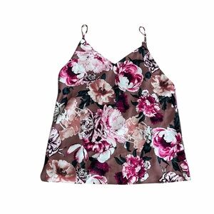 Victoria’s Secret Silky Mauve Floral Cami Sleep Top Tulip Hem Womens Sz Small